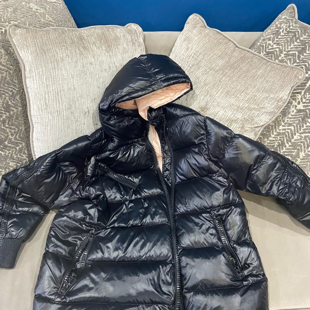 Moncler black hooded coat